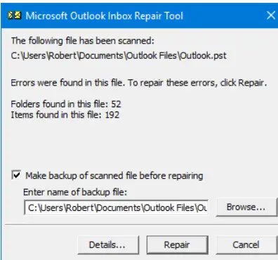 outlook inbox repair tool