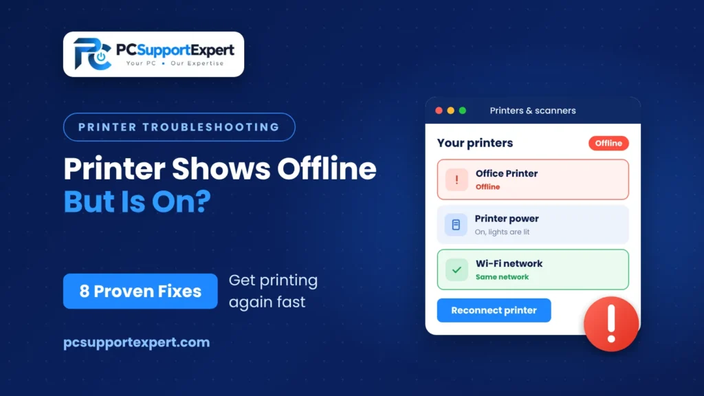 Printer shows offline but is on: 8 fixes